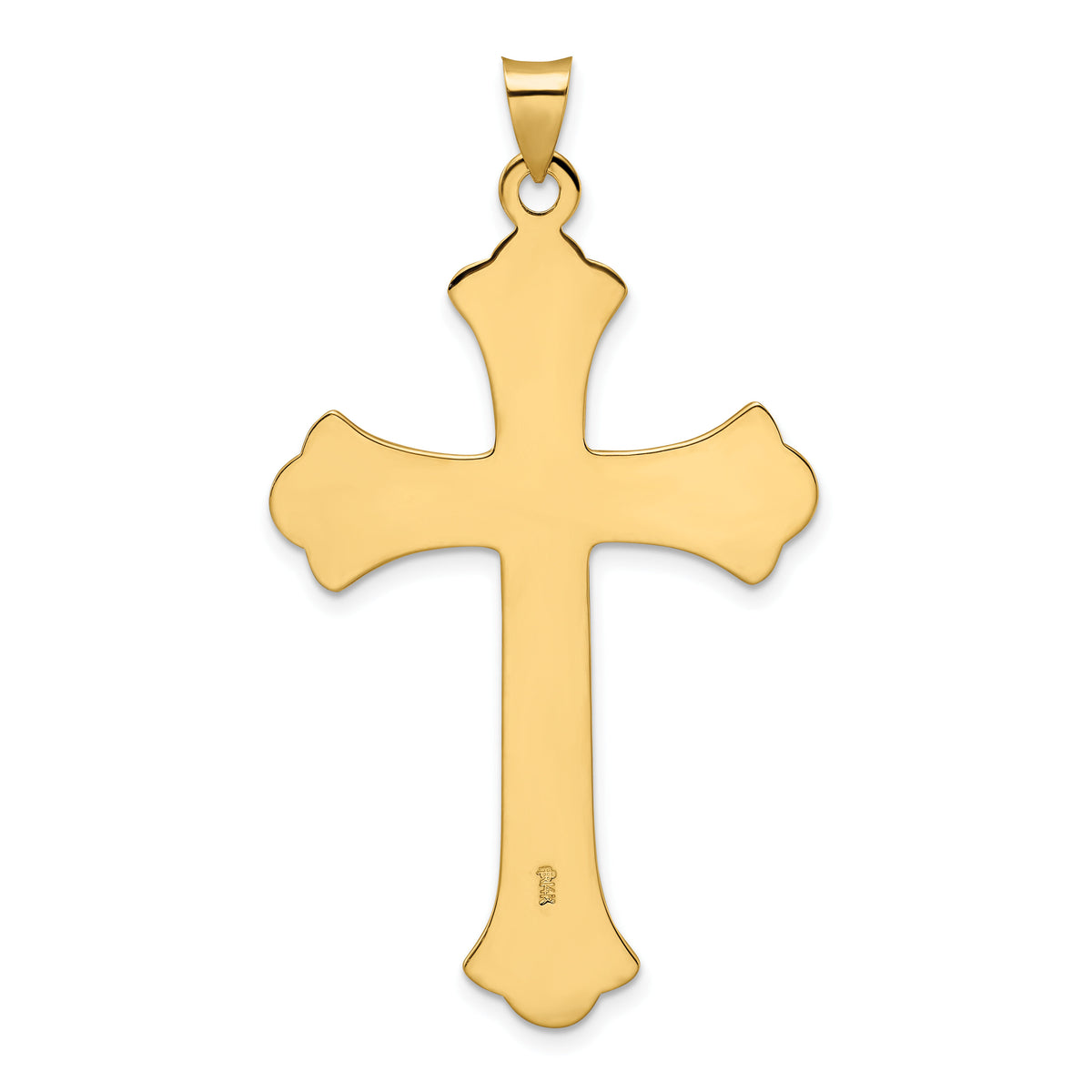 14k Polished and Textured Solid Fleur de Lis Cross Pendant-XR1934