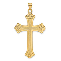 14k Polished and Textured Solid Fleur de Lis Cross Pendant-XR1934