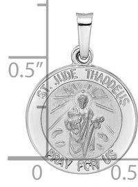 14k White Gold Polished and Satin Hollow St Jude Thaddeus Medal Pendant-XR1935