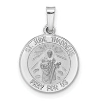 14k White Gold Polished and Satin Hollow St Jude Thaddeus Medal Pendant-XR1935
