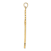 14k Polished Diamond Pattern Hollow Cross Pendant-XR1936