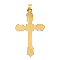 14k Polished Diamond Pattern Hollow Cross Pendant-XR1936
