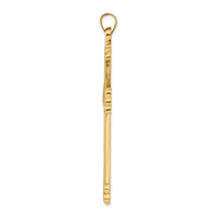 14k Polished and Textured Circle Center Cross Pendant-XR1938