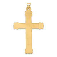14k Polished and Textured Circle Center Cross Pendant-XR1938