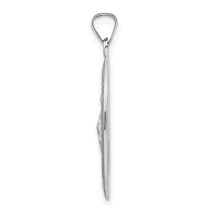 14k White Gold Polished St Jude Oval Solid Medal Pendant-XR1939