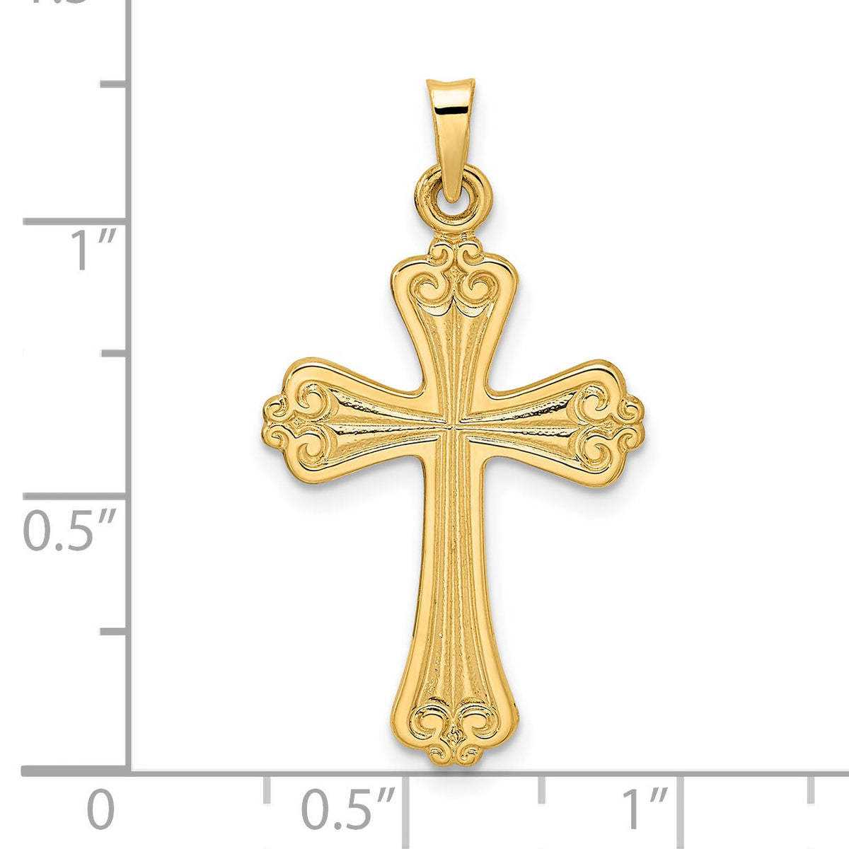 14k Polished Solid Fancy Design Cross Pendant-XR1940