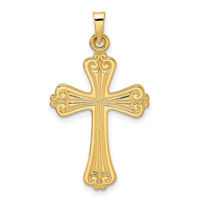 14k Polished Solid Fancy Design Cross Pendant-XR1940