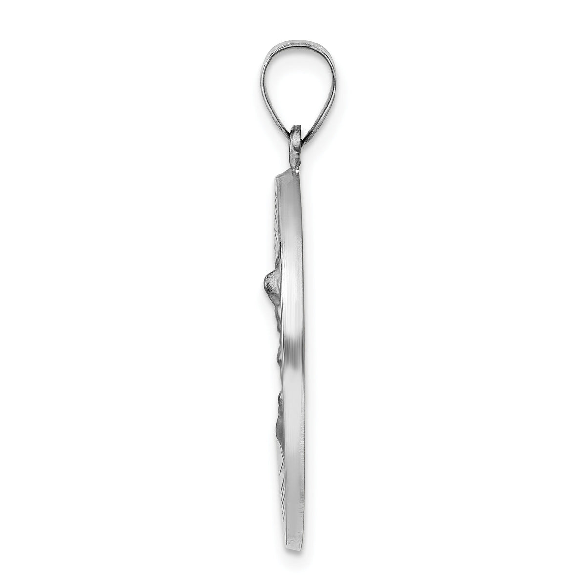 14k White Gold Polished and Satin Hollow St Michael Medal Pendant-XR1941