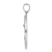 14k White Gold Polished and Satin Hollow St Michael Medal Pendant-XR1941