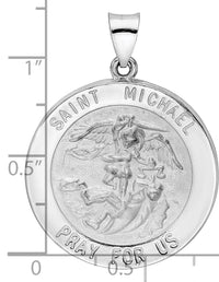14k White Gold Polished and Satin Hollow St Michael Medal Pendant-XR1941