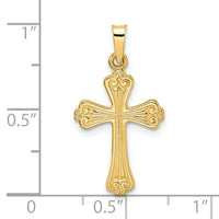 14k Polished Solid Fancy Design Cross Pendant-XR1942