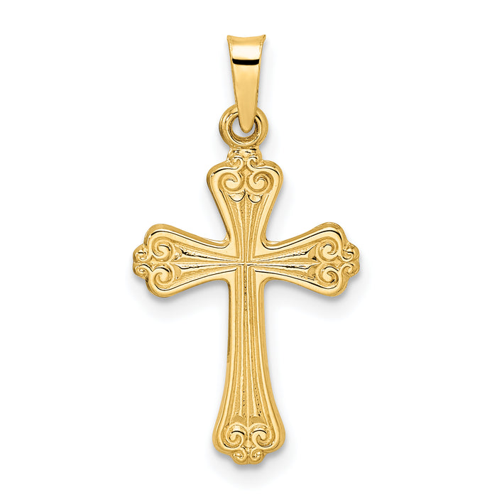 14k Polished Solid Fancy Design Cross Pendant-XR1942