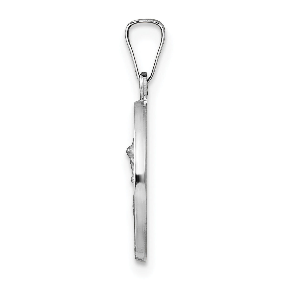 14k White Gold Polished and Satin Hollow St Michael Medal Pendant-XR1943