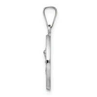 14k White Gold Polished and Satin Hollow St Michael Medal Pendant-XR1943