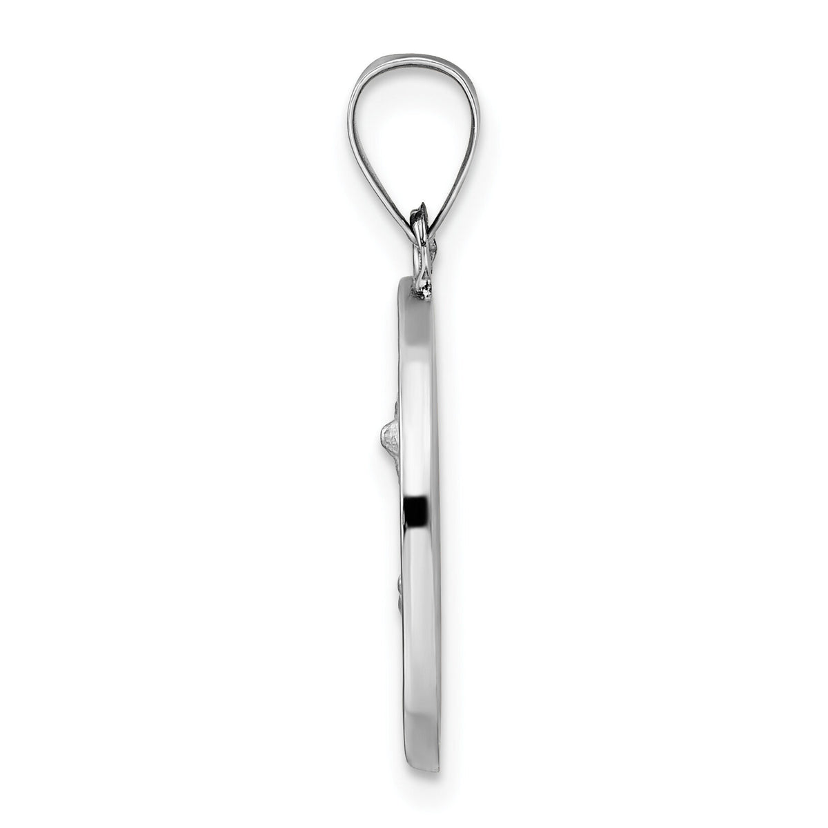 14k White Gold Polished and Satin Hollow St Michael Medal Pendant-XR1945