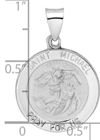 14k White Gold Polished and Satin Hollow St Michael Medal Pendant-XR1945