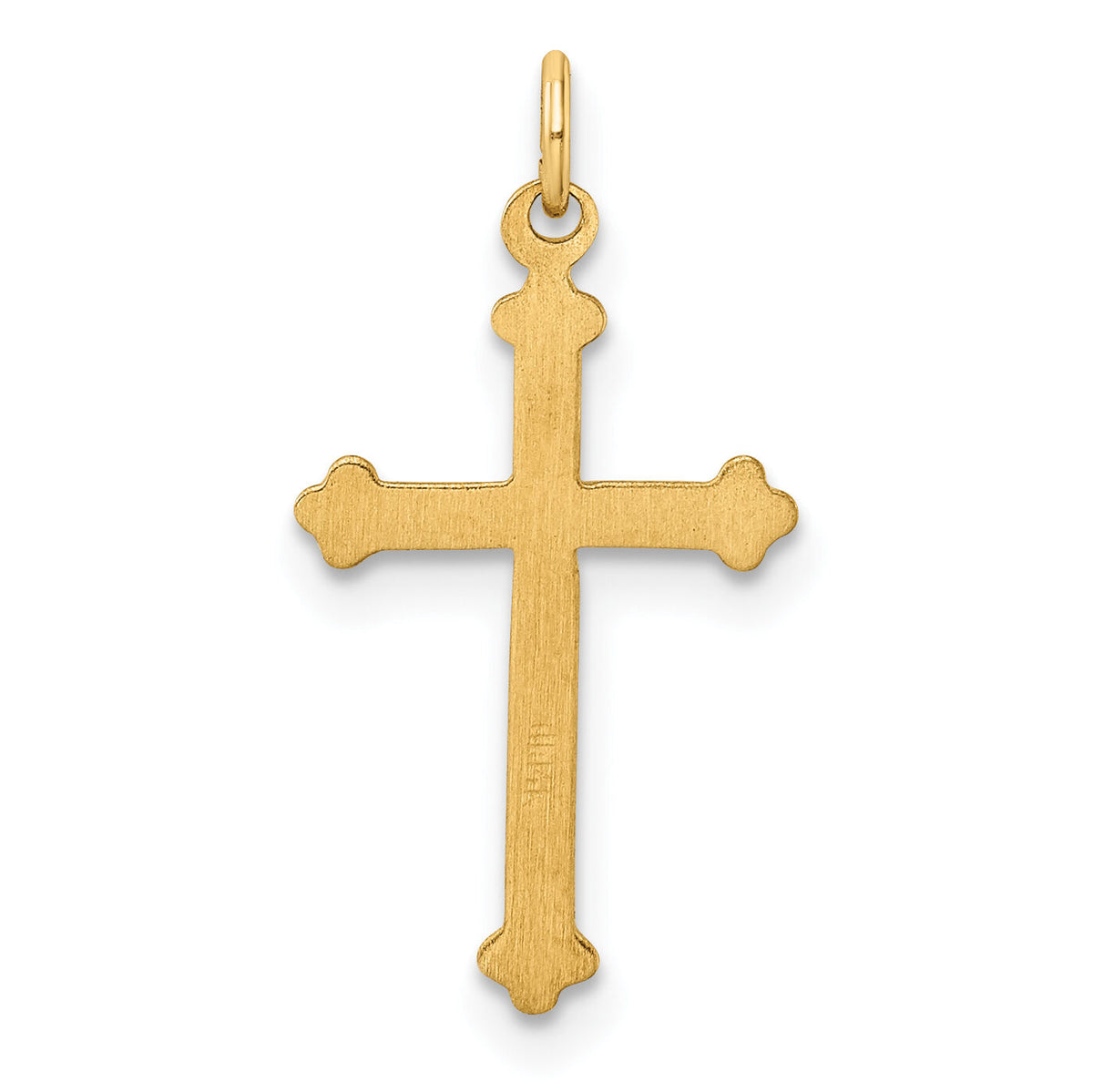 14k Polished and Textured Solid Diamond Shape Cross Pendant-XR1948