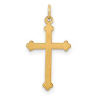 14k Polished and Textured Solid Diamond Shape Cross Pendant-XR1948