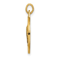 14k Polished and Satin Solid Praying Hands Disc Pendant-XR1949