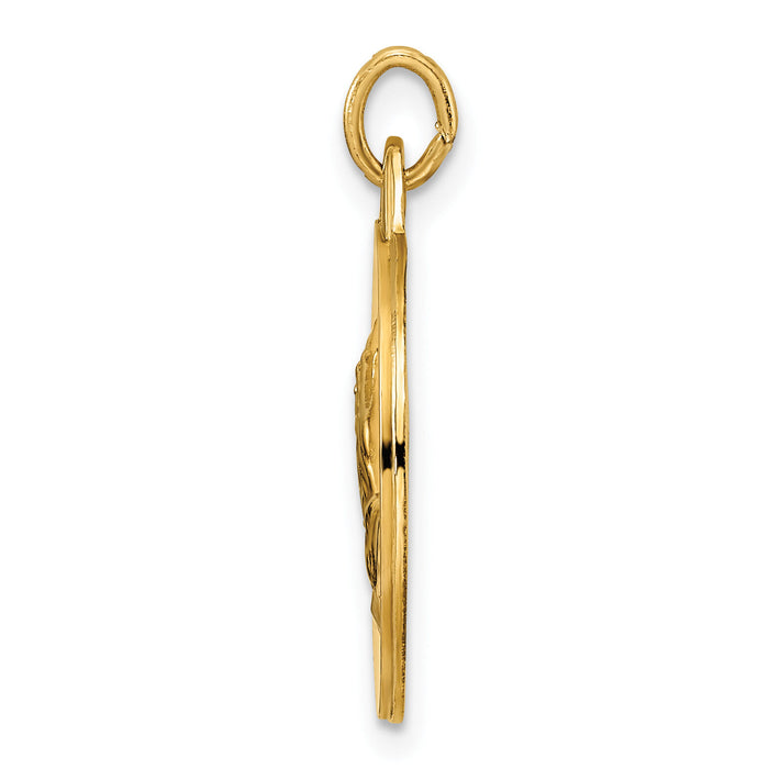 14k Polished and Satin Solid Praying Hands Disc Pendant-XR1949