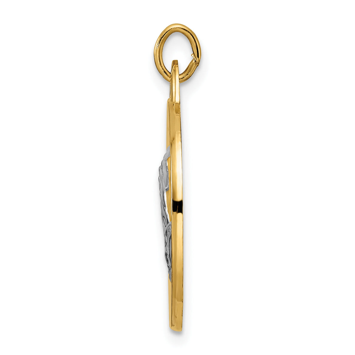 14k Polished and Satin Solid Praying Hands Disc Pendant-XR1951