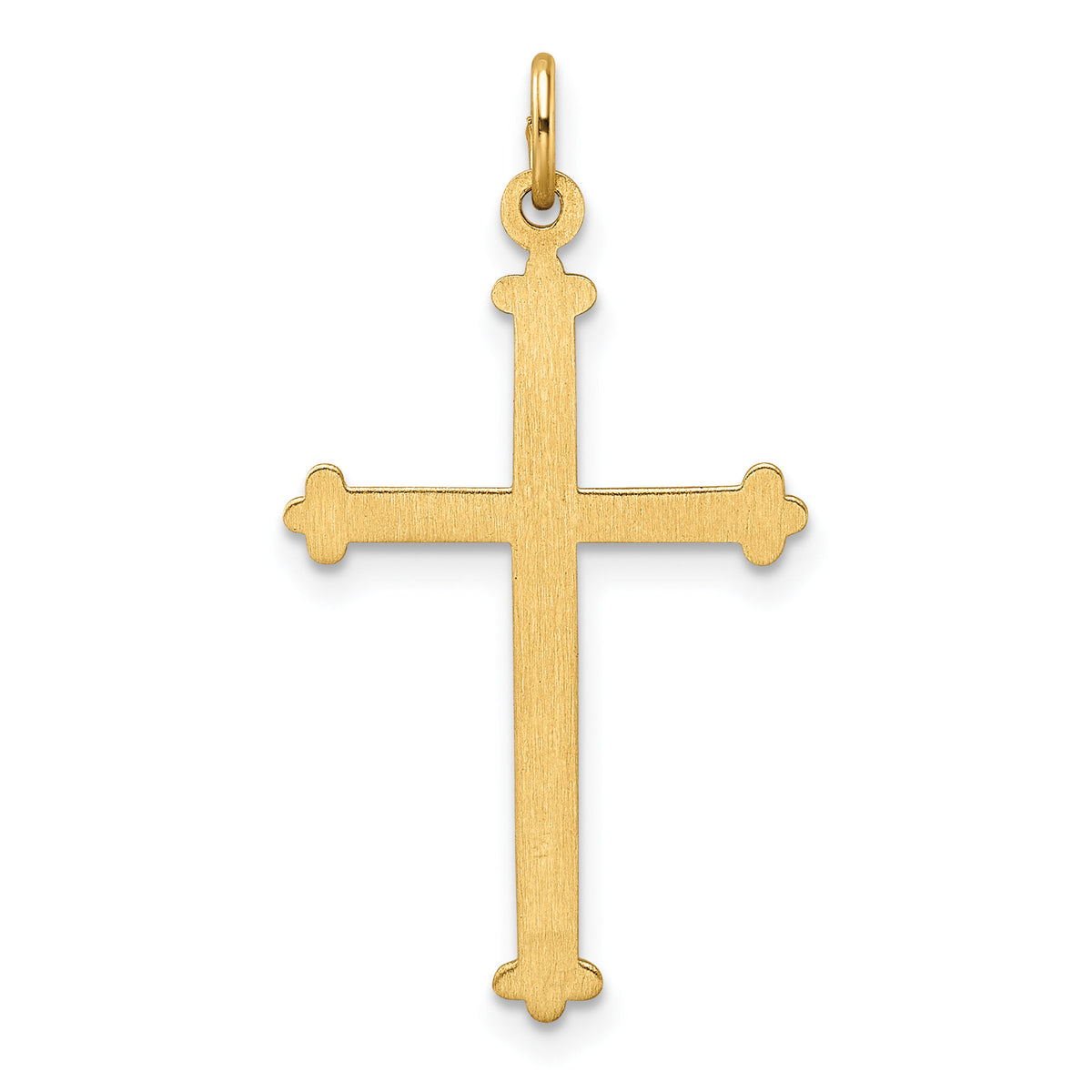 14k Polished and Textured Solid Diamond Shape Cross Pendant-XR1952