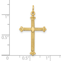 14k Polished and Textured Solid Diamond Shape Cross Pendant-XR1952