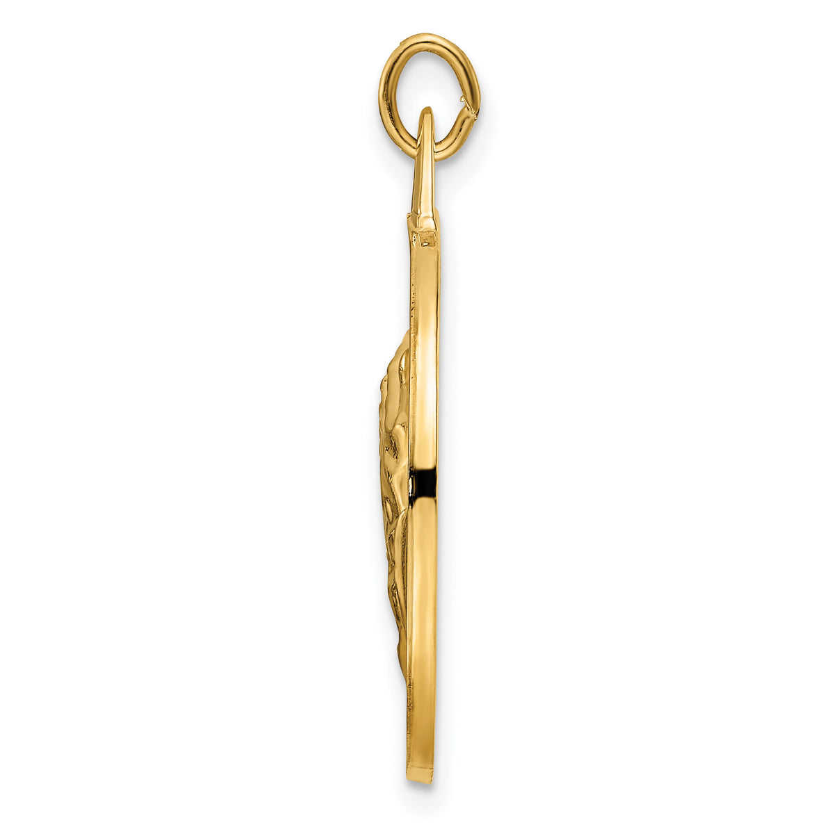 14k Polished and Satin Solid Praying Hands Disc Pendant-XR1953