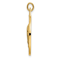 14k Polished and Satin Solid Praying Hands Disc Pendant-XR1953