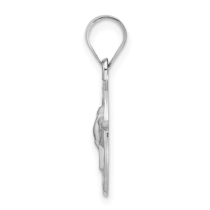 14k White Gold Polished and Satin Hollow Holy Spirit Pendant-XR1955