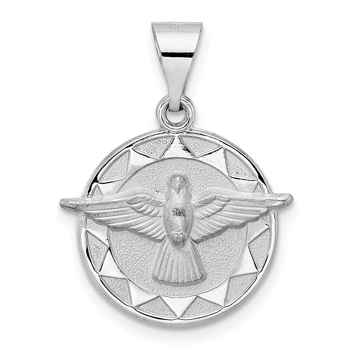 14k White Gold Polished and Satin Hollow Holy Spirit Pendant-XR1955