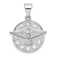 14k White Gold Polished and Satin Hollow Holy Spirit Pendant-XR1955