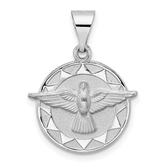 14k White Gold Polished and Satin Hollow Holy Spirit Pendant-XR1955