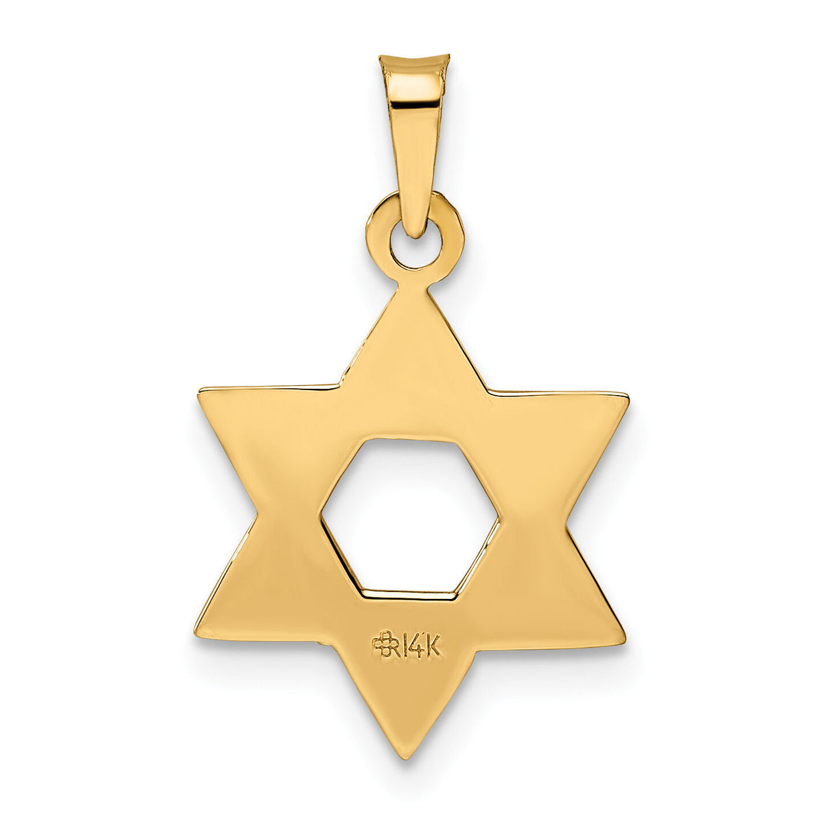 14k Rose Polished Solid Star of David Pendant-XR1957