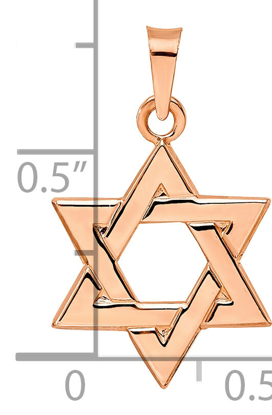 14k Rose Polished Solid Star of David Pendant-XR1957