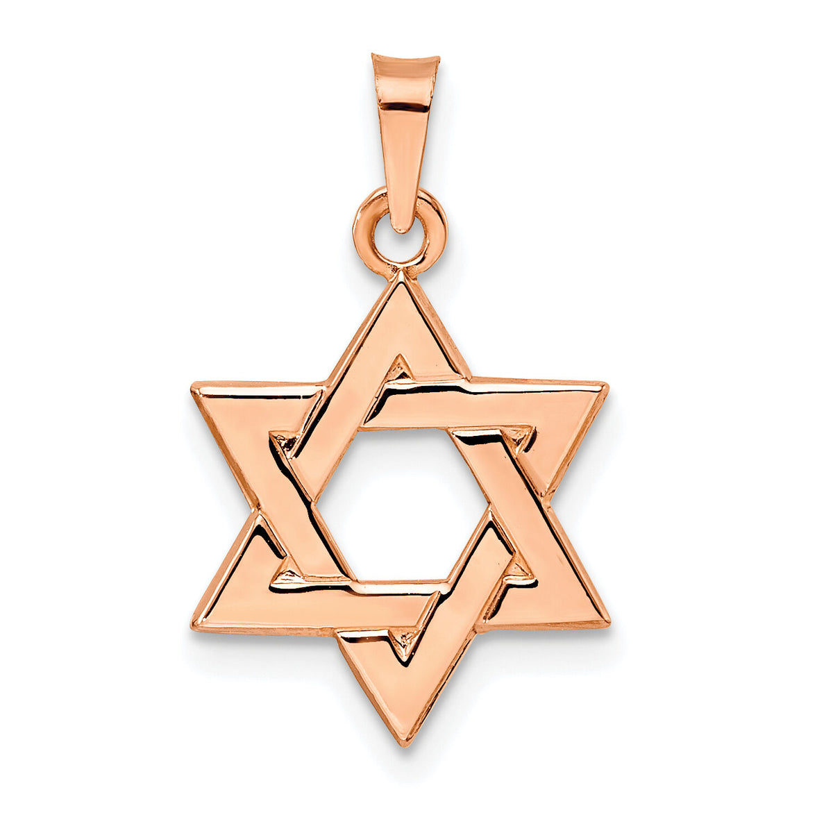 14k Rose Polished Solid Star of David Pendant-XR1957