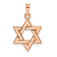 14k Rose Polished Solid Star of David Pendant-XR1957