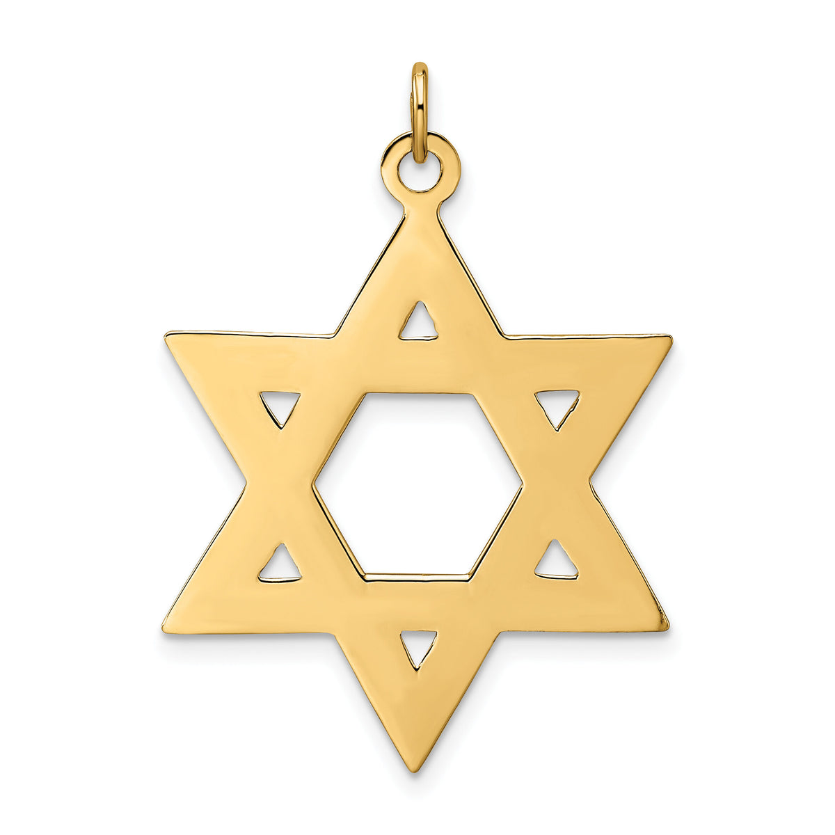 14k Polished and Textured Solid Star of David Pendant-XR1959