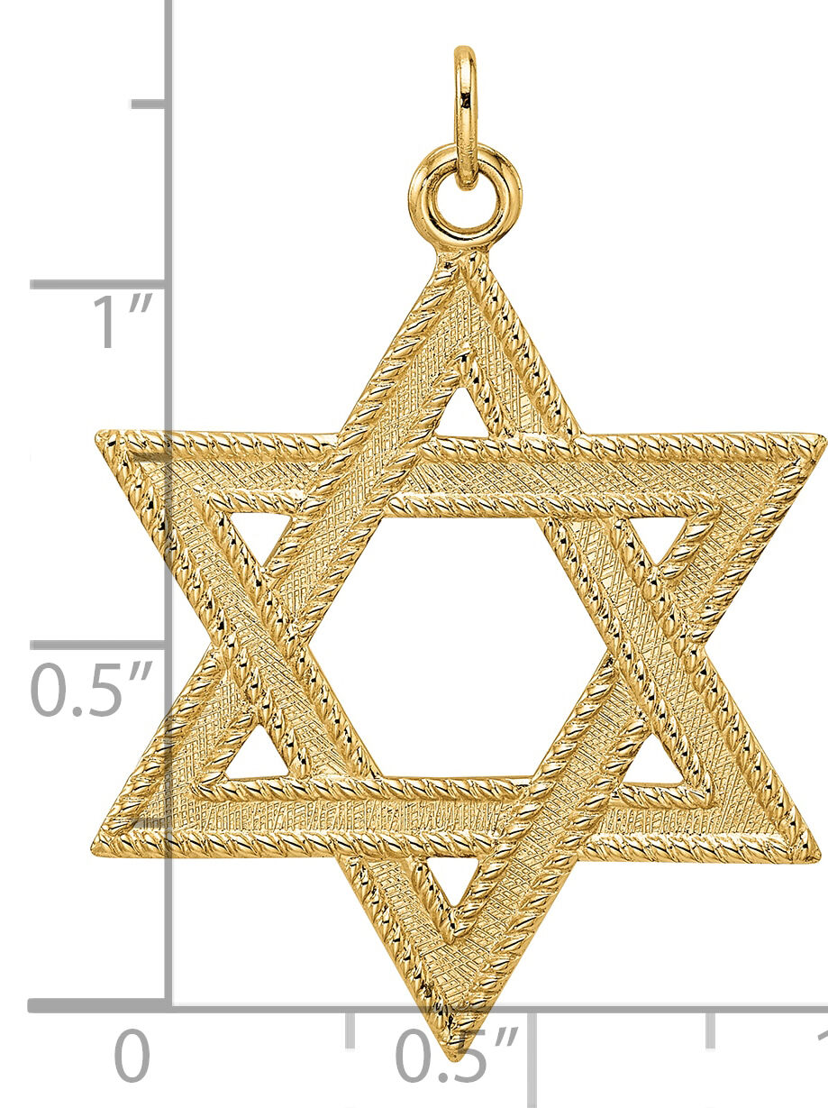 14k Polished and Textured Solid Star of David Pendant-XR1959