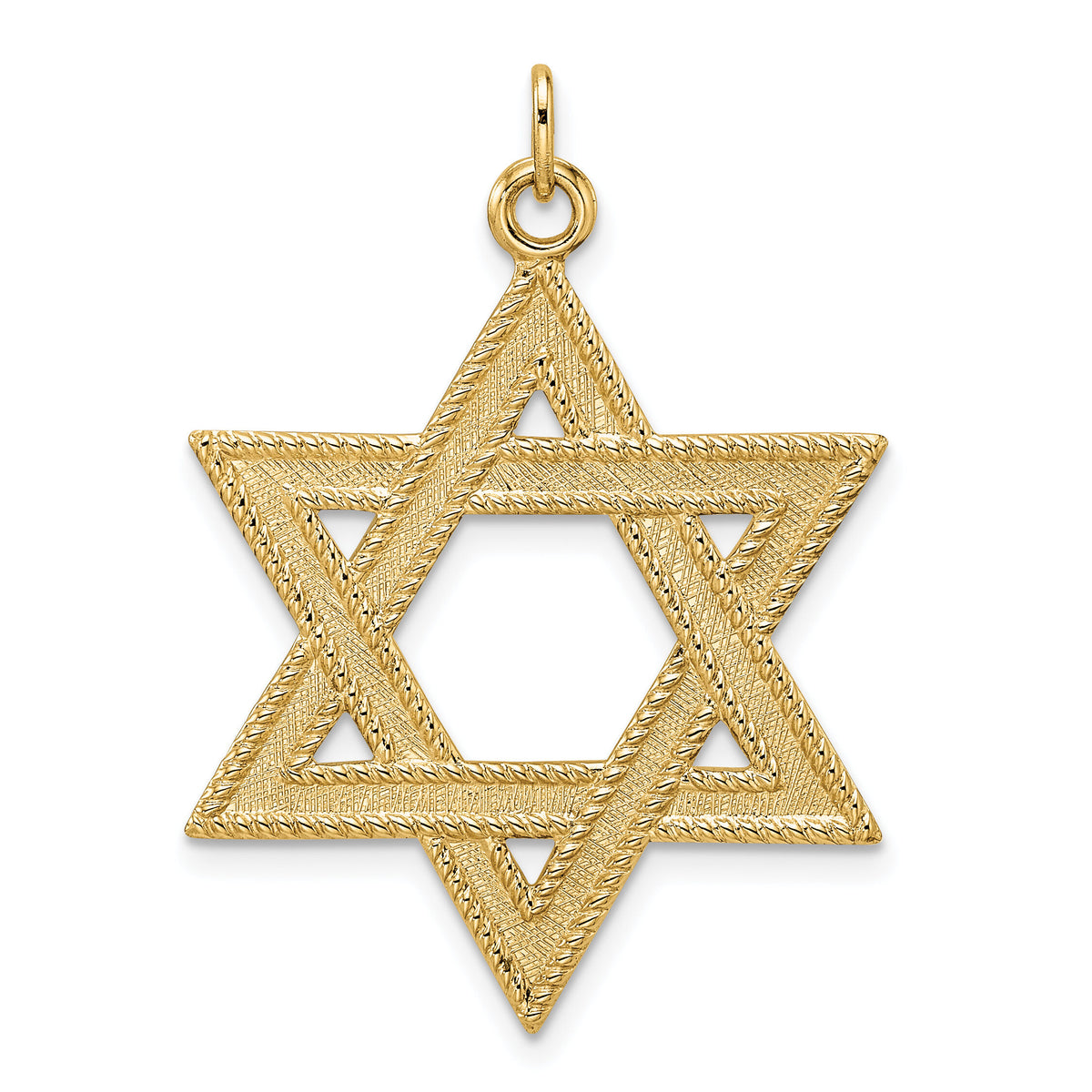 14k Polished and Textured Solid Star of David Pendant-XR1959