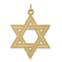 14k Polished and Textured Solid Star of David Pendant-XR1959