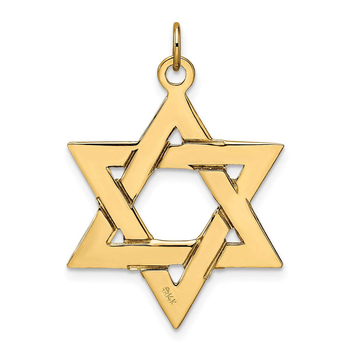 14k Polished Solid Star of David Pendant-XR1961