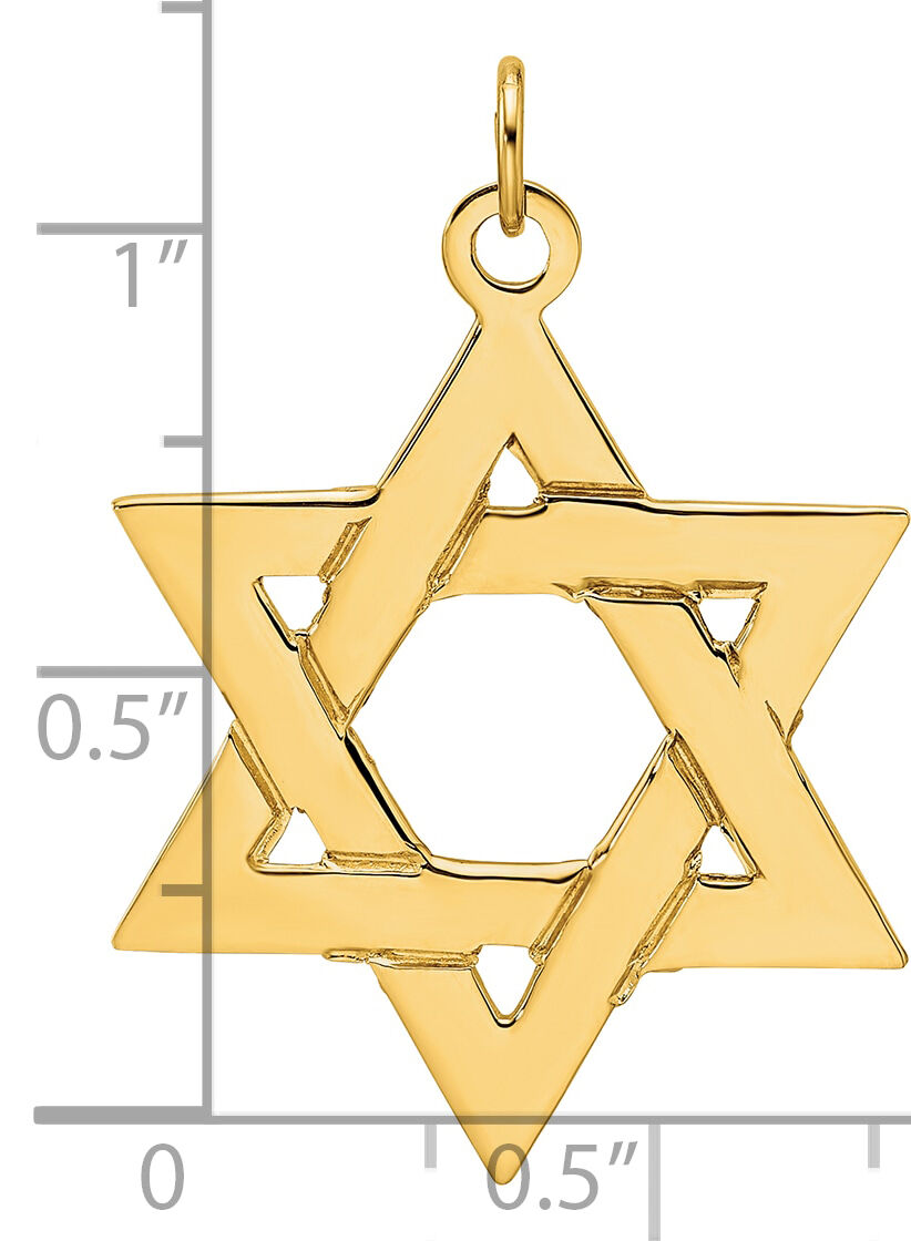14k Polished Solid Star of David Pendant-XR1961