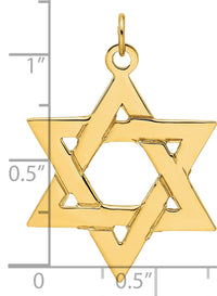 14k Polished Solid Star of David Pendant-XR1961