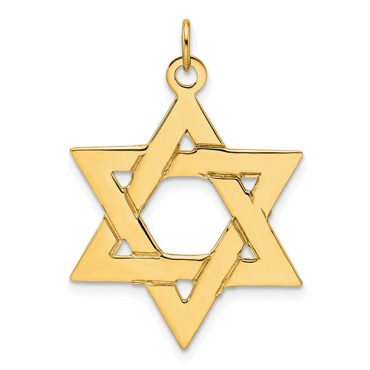 14k Polished Solid Star of David Pendant-XR1961
