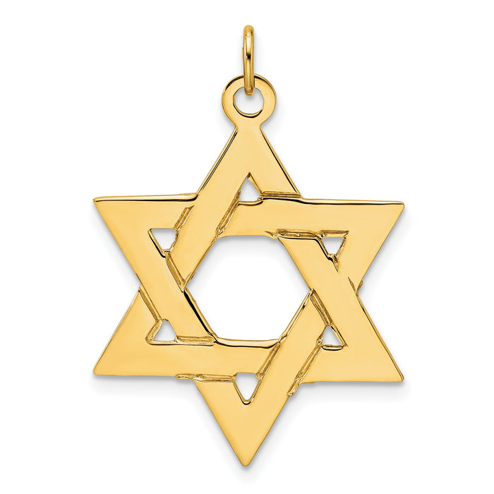 14k Polished Solid Star of David Pendant-XR1961