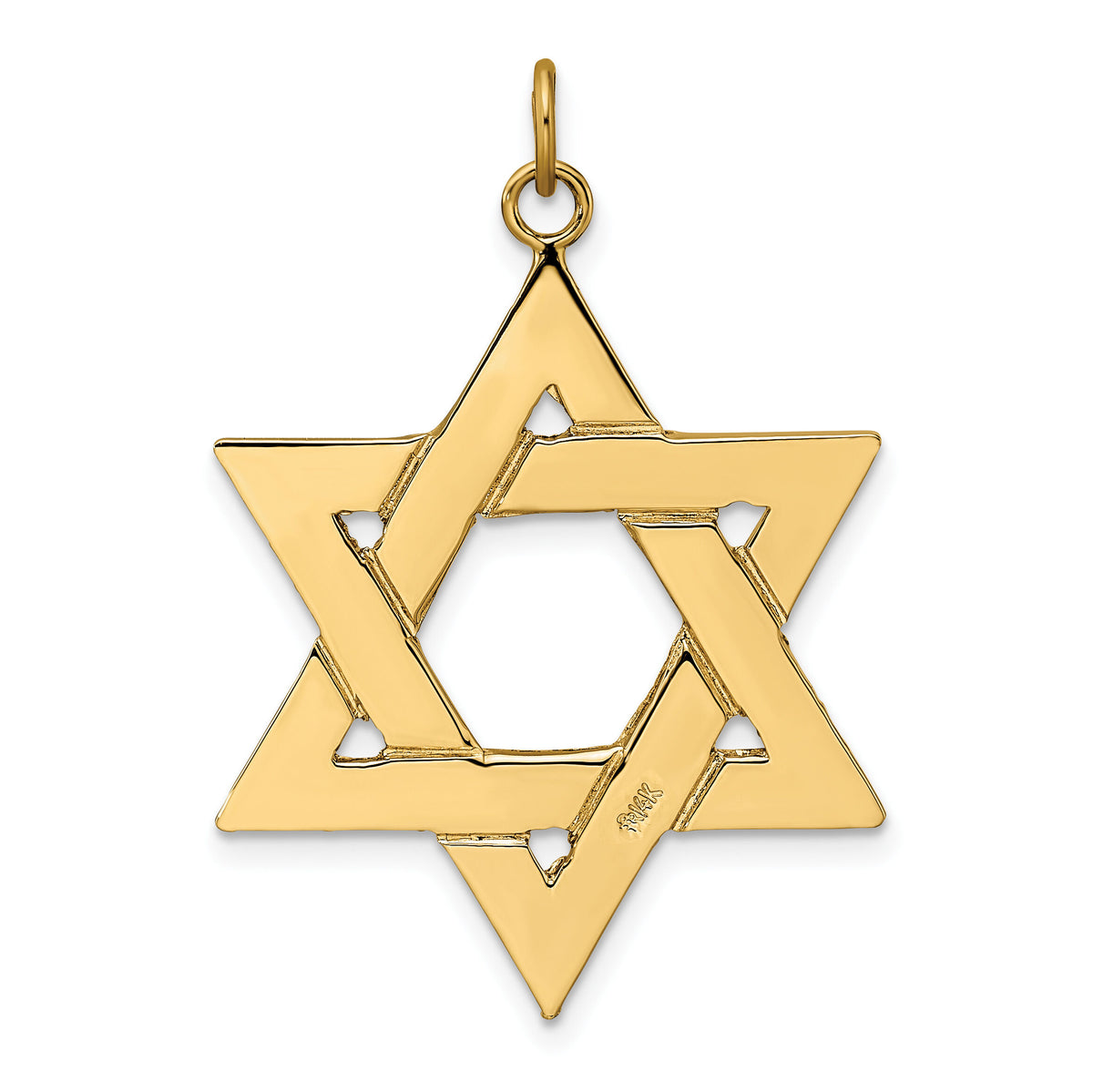 14k Polished Solid Star of David Pendant-XR1963