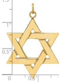 14k Polished Solid Star of David Pendant-XR1963
