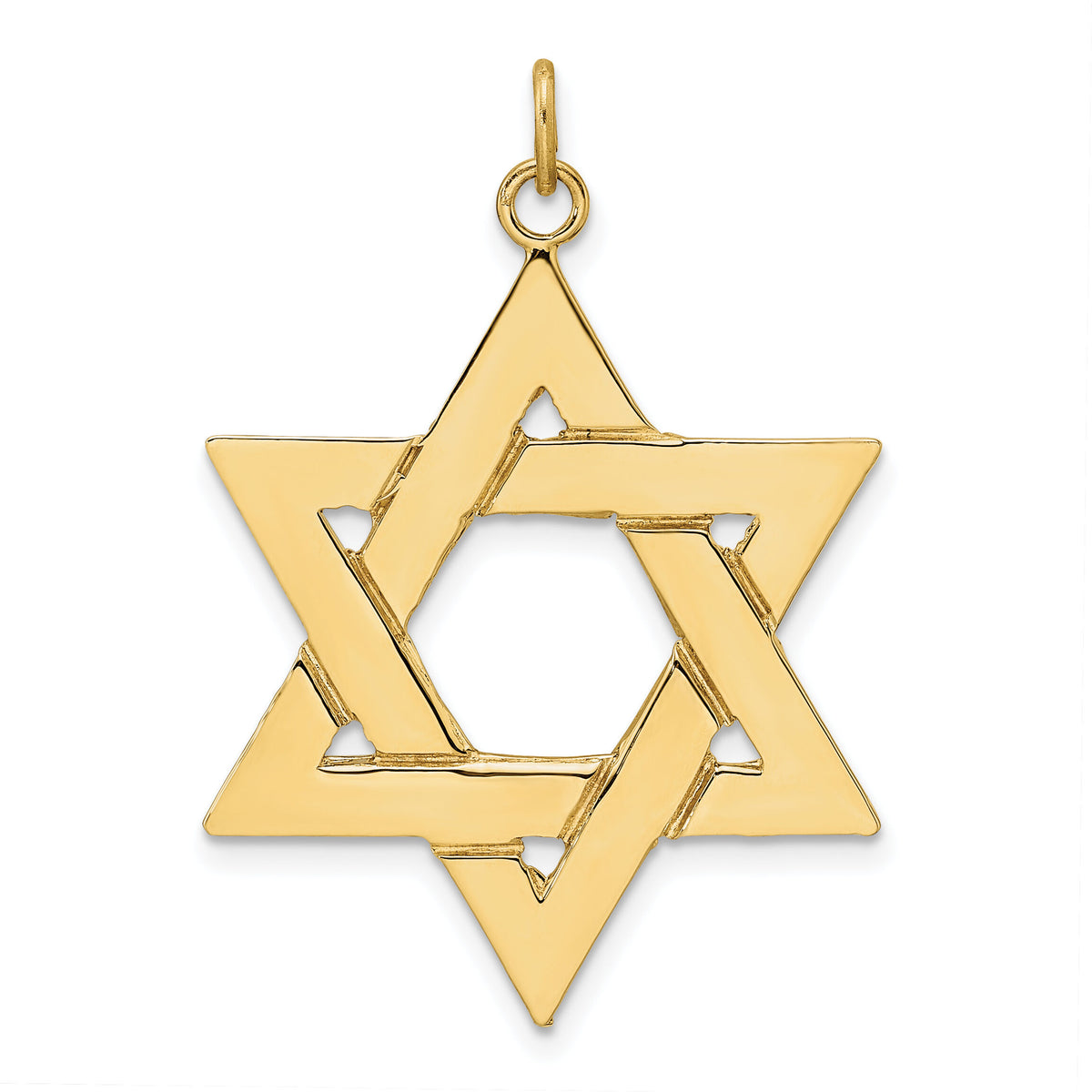 14k Polished Solid Star of David Pendant-XR1963