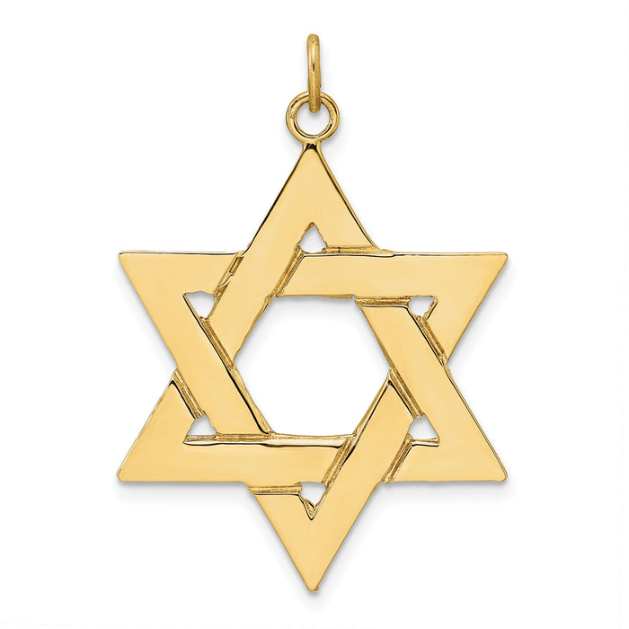 14k Polished Solid Star of David Pendant-XR1963